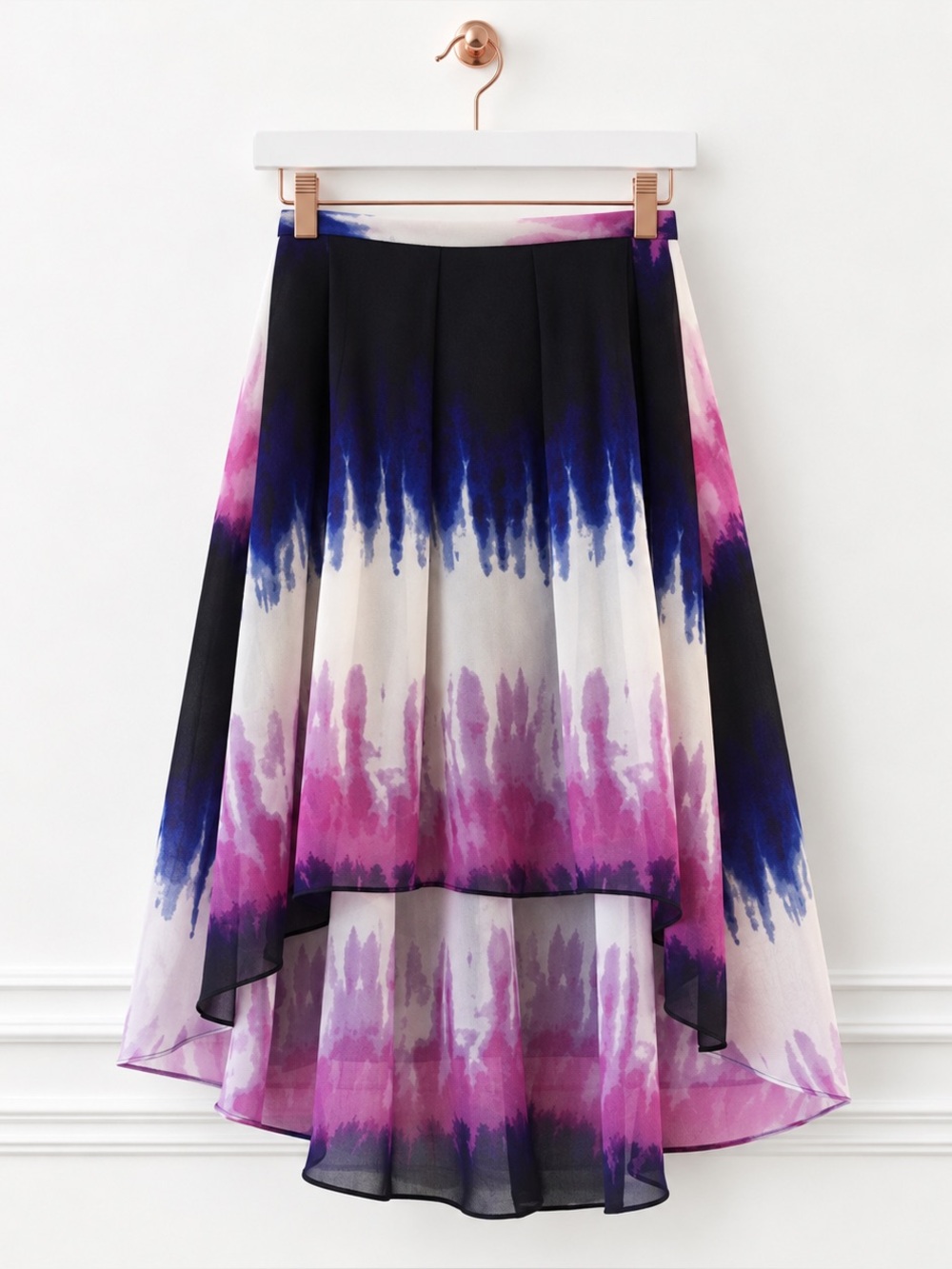 NWT Walter Baker $118 XS Kasey Tie Dye High Low Purple Blue Ombre Flowy Skirt
